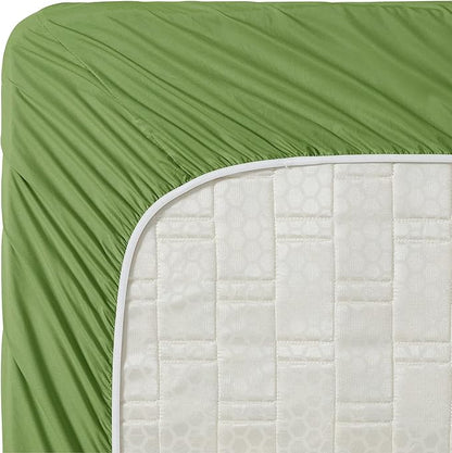 Clara Clark Bed Sheets, Premier 1800 Series 4 Piece Bed Sheet Set, Deep Pocket, Wrinkle, Fade, Stain Resistant, Luxury Soft Bedding Sheets & Pillowcases, Twin, Calla Green