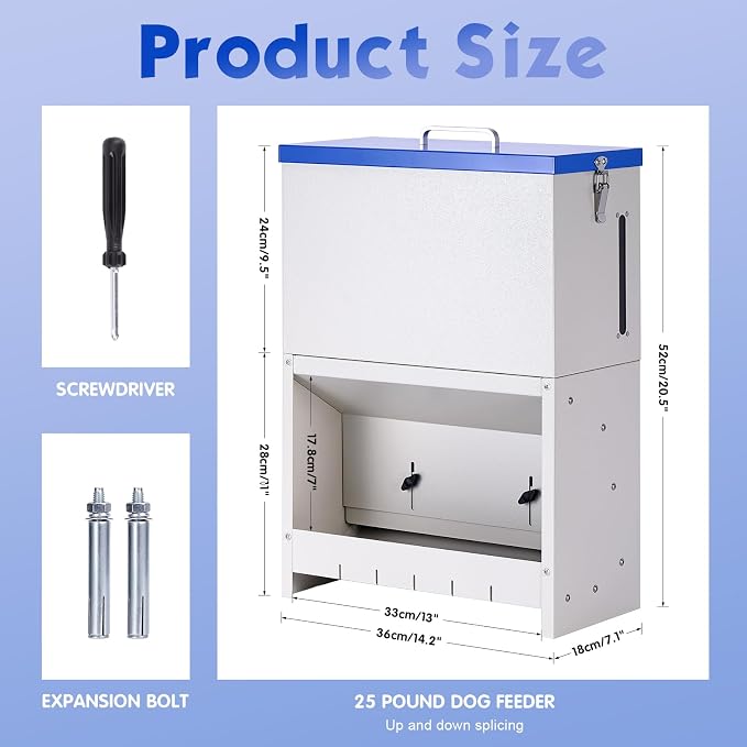 Automatic Dog Feeder Large Breed, Outdoor Dog Feeder for Large Dogs, Large Capacity Automatic Gravity Dog Feeder Suitable for Small, Medium, and Large Dog Breeds (Blue)