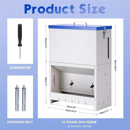Automatic Dog Feeder Large Breed, Outdoor Dog Feeder for Large Dogs, Large Capacity Automatic Gravity Dog Feeder Suitable for Small, Medium, and Large Dog Breeds (Blue)