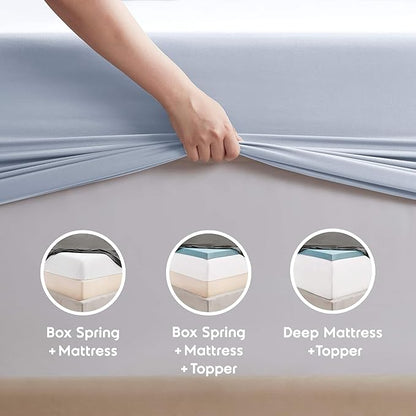 Nestl Full Sheet Set - Luxury 1800 Ultra-Soft Microfiber Full Bed Sheets - Double Brushed - Deep Pockets - Easy Fit - 4 Piece Set - Bedding Sheets & Pillowcases (Full, Ice Blue)