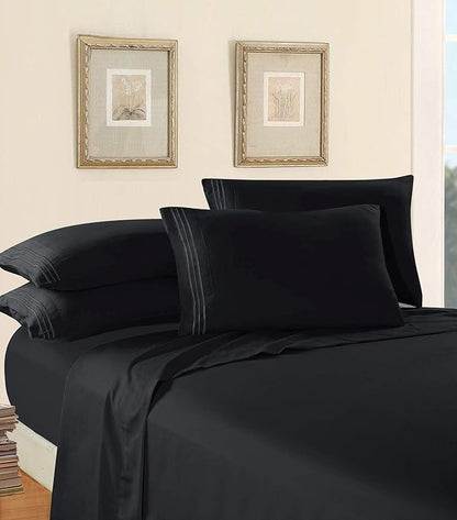 Elegant Comfort Luxury Soft 1500 Thread Count Egyptian 4-Piece Premium Hotel Quality Wrinkle Resistant Coziest Bedding Set, All Around Elastic Fitted Sheet, Deep Pocket up to 16inch, King, Black