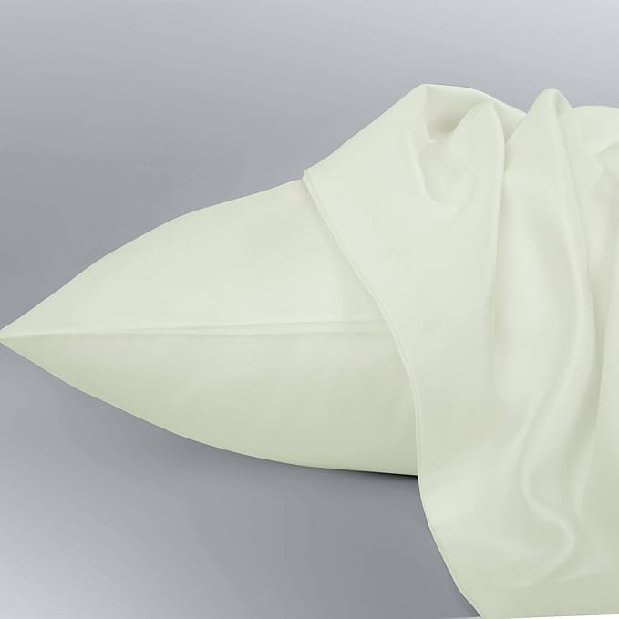 NTBAY Egyptian Cotton King Pillowcases - Set of 2, 500 Thread Count Cotton Pillowcases - Soft and Breathable Envelope Closure Pillow Cases - 20x36 Pillow Covers for Bed, Ivory