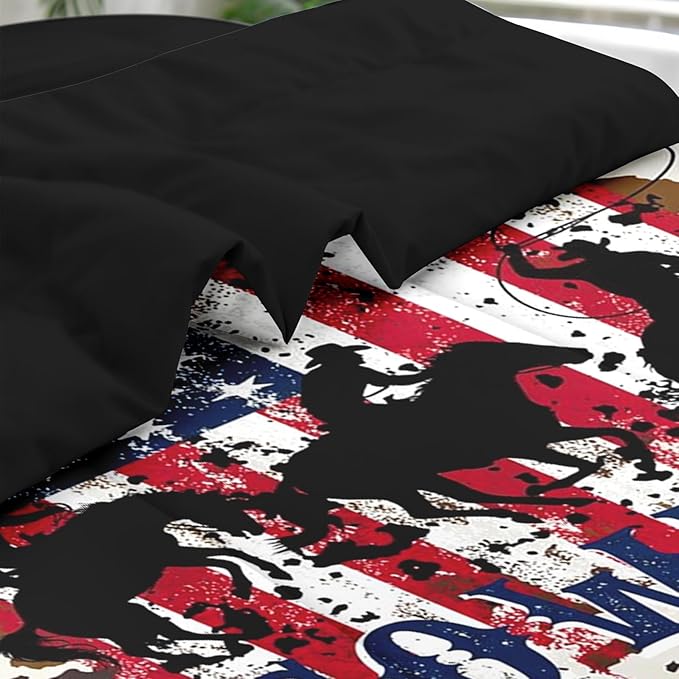 Comforter Set King Size, Cowboy Horse Flag 7 Pcs Bedding for Kids and Adults, Western Country Farm Bed Sheet Sets with Fitted Sheet 2 Pillowcases & 2 Shams for Bedroom Bed Decor