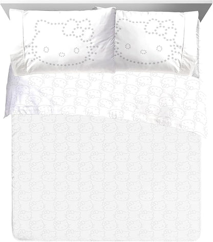 Jay Franco Hello Kitty Stars Queen Comforter Set - 7 Piece Bedding Includes Sheet Set & Pillow Covers - Super Soft Zodiac Black & Gold Bedding
