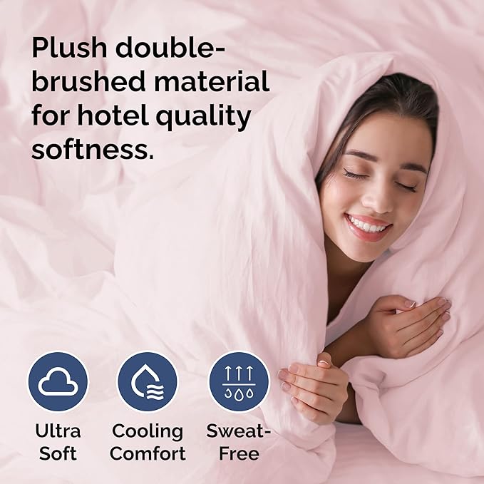 Duvet Cover King Size Set - Extra Soft King Duvet Cover 104" x 90" with 2 Pillow Shams - Hotel Luxury, Easy Care & Fade Free with Zipper Closures & Ties - Comfy, Cozy and Breathable (Lavender Pink)