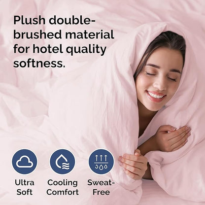 Duvet Cover Full Size Set - Extra Soft Full Duvet Cover 80" x 90" with 2 Pillow Shams - Hotel Luxury, Easy Care & Fade Free with Zipper Closures & Ties - All Season, Comfy & Breathable (Lavender Pink)