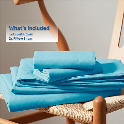 Nestl Bright Blue Duvet Cover Full Size - Soft Double Brushed Full Size Duvet Cover Set, 3 Piece, with Button Closure, 1 Duvet Cover 80x90 inches and 2 Pillow Shams