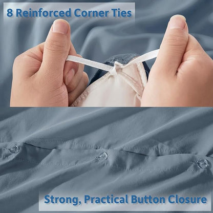 Nestl Stone Blue California King Duvet Cover Sets - Soft Double Brushed Cal King Duvet Cover, 3 Piece, with Button Closure, 1 Duvet Cover 104x98 inches and 2 Pillow Shams