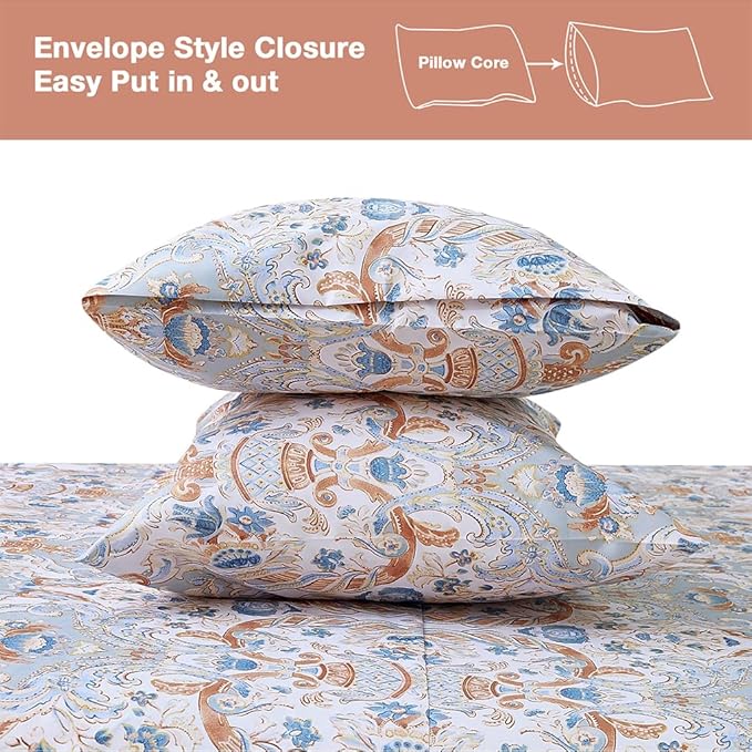 JSD Paisley Printed Sheet Set Twin Size, 3 Piece Soft Pattern Microfiber Sheets Extra Deep Pocket