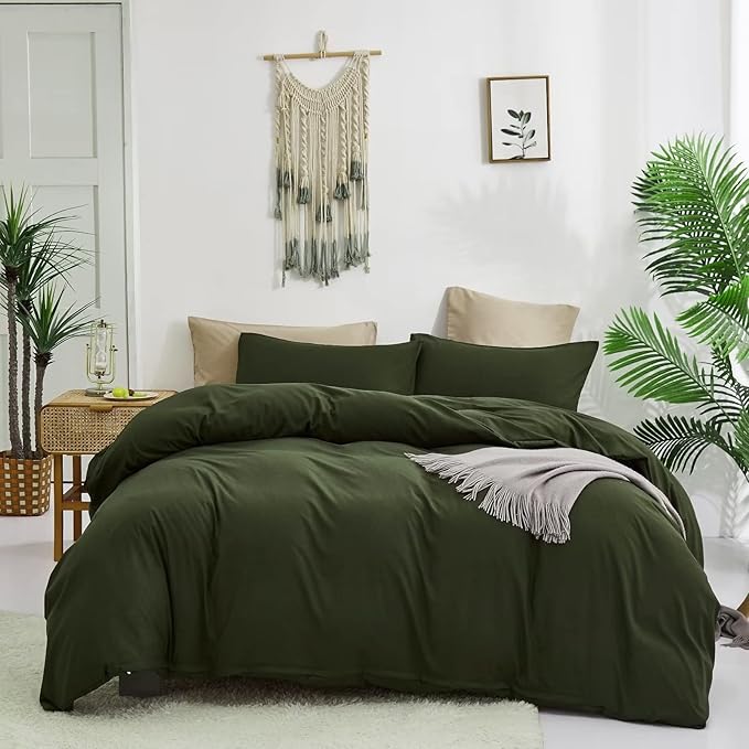 Houseri Olive Green Comforter Set Twin Boys Kids Girls Army Green Bedding Twin Size Dark Green Comforters Sets Comfy Soft Blackish Green Bed Quilt Blanket Twin 3 Pieces Solid Color Dorm Bedding Sets