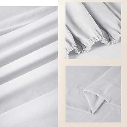 Light Grey Sheets Twin Size Sheet Set, Pre-washed Brushed Cotton-Like Microfiber, 3 Pcs Soft Breathable Sheet Set Twin,Fade Resistant, Includes 1 Fitted, 1 Flat, 1 Pillowcases(Light Grey, Twin)