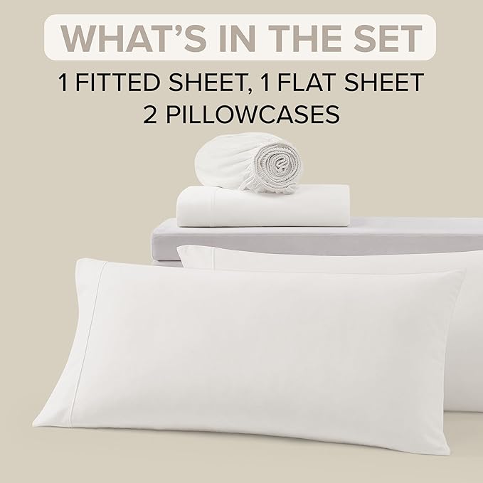 UGG Hedi Cali King Sheet Set 4-Piece Luxury Cooling Sheets Deep Pockets Premium Bedding with 2 Pillow Shams Hypoallergenic Machine Washable Soft Lightweight Bed Set for Bedroom, California King, White