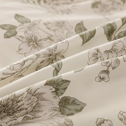 OAITE Duvet Cover Set King Size Floral Pattern 600 Thread Count Ultra Soft 100% Long Staple Cotton Duvet Cover Sets 3-PC, Breathable Duvet Cover with Zipper Closure & Corner Ties
