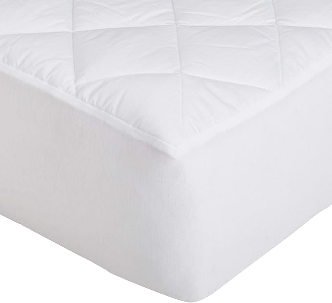 Basics Hypoallergenic Quilted Mattress Topper Pad, 18 Inches Deep, Twin, White