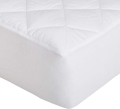 Basics Hypoallergenic Quilted Mattress Topper Pad, 18 Inches Deep, Twin, White