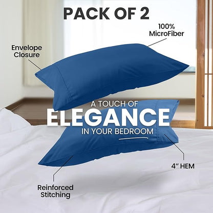 Utopia Bedding Pillow Cases King Size 2-Pack – Soft Brushed Microfiber – Envelope Closure – Perfect for Hospitals, Hotels, Guest Rooms – Oeko-TEX Certified, 20x40 Inches (Blue Dusk)