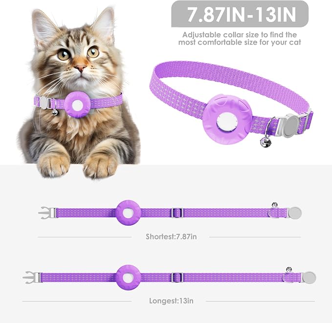 GPS Tracker for Cats (iOS Only),MINI Cat Tracker,Real-Time Location Pet Tracker,No Monthly Fee GPS Tracker, Compatible with Apple Find My,Territory & Location History,Up to 5-Day Battery Life (Purple)