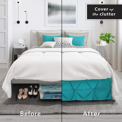Nestl Premium Microfiber Bedskirt - King Size, Pinch Pleat, 14" Drop, Hotel Quality, Teal