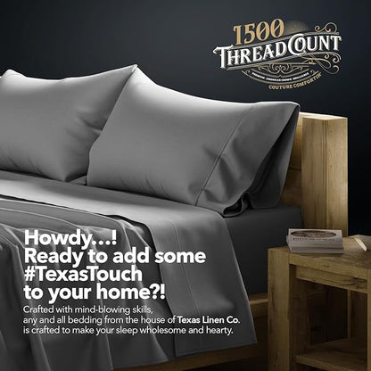 TEXAS LINEN CO. 100% Egyptian Cotton Pillow Cases King Size Set of 2 - Luxury 1500 Thread Count Sateen Weave Dark Grey Pillow Cases, Silky Soft 5 Star Hotel-Quality Pillowcases, Fits King Size Pillows