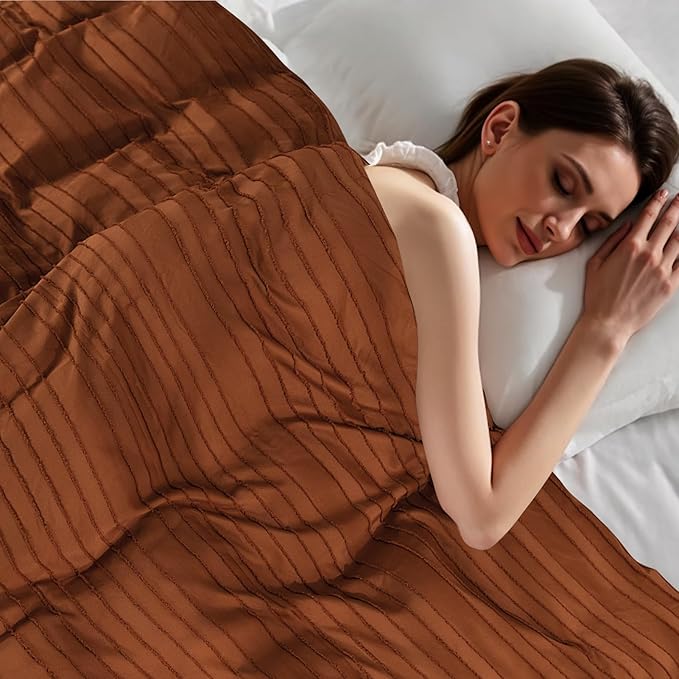 NEXHOME PRO Duvet Cover Queen,Brunt Orange 3 Pieces Boho Tufted Duvet Cover Set, Soft and Lightweight 100% Washed Microfiber Comforter Cover Set for All Season(Brunt Orange, 90 x 90)-No Comforter