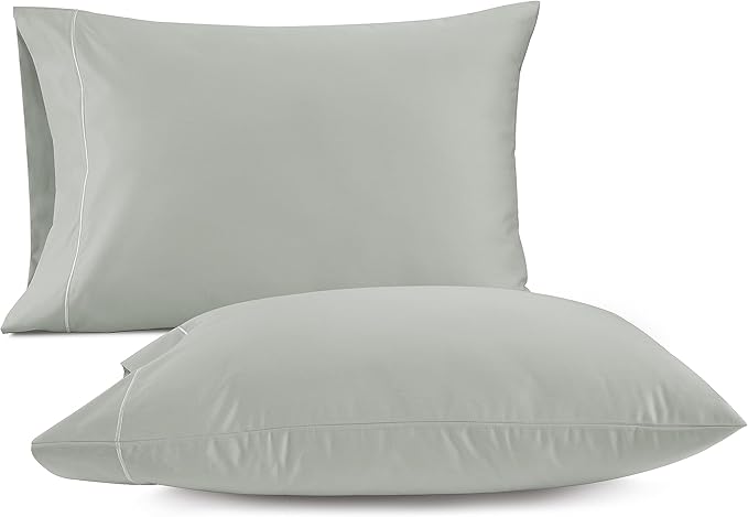 LANE LINEN 100% Egyptian Cotton Pillow Cases Queen Size Set of 2 (20"x30") - 1000 Thread Count Luxury Sateen Cotton Pillowcases - Queen Sage Green Pillow Case - Mineral