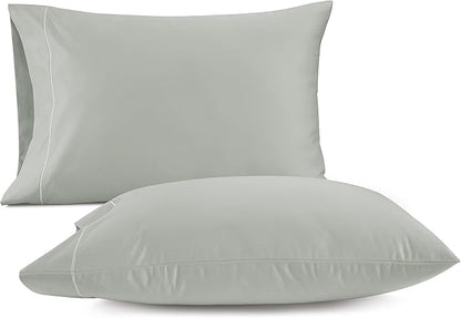 LANE LINEN 100% Egyptian Cotton Pillow Cases Queen Size Set of 2 (20"x30") - 1000 Thread Count Luxury Sateen Cotton Pillowcases - Queen Sage Green Pillow Case - Mineral