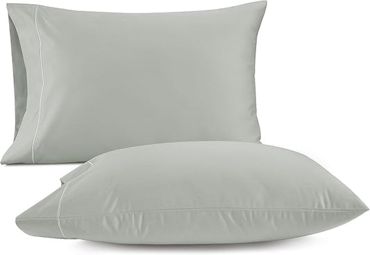 LANE LINEN 100% Egyptian Cotton Pillow Cases Queen Size Set of 2 (20"x30") - 1000 Thread Count Luxury Sateen Cotton Pillowcases - Queen Sage Green Pillow Case - Mineral