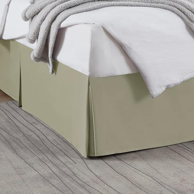 Nestl Green Twin Bed Skirt - Twin Size Bed Skirt 14 Inch Drop - Brushed Microfiber Bed Skirts - Hotel Quality Pleated Bed Skirt - Shrinkage & Fade Resistant