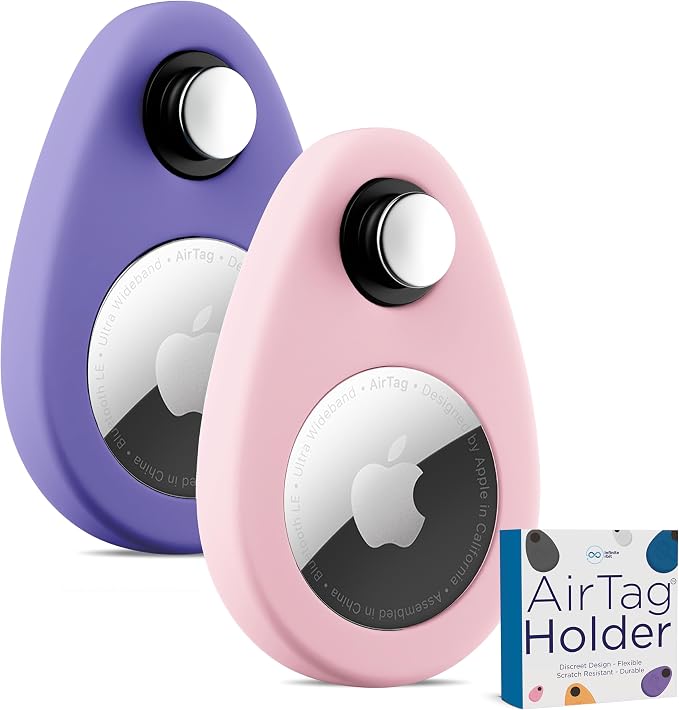 INFINITE ORBIT AirTag Holder for Kids – 2 Pack Anti-Removal Locking Case, GPS Tracker Holder Suitable for Children, Elderly, Pets & Luggage, Hidden Air Tag Pin Case (Compatible with Apple AirTag)