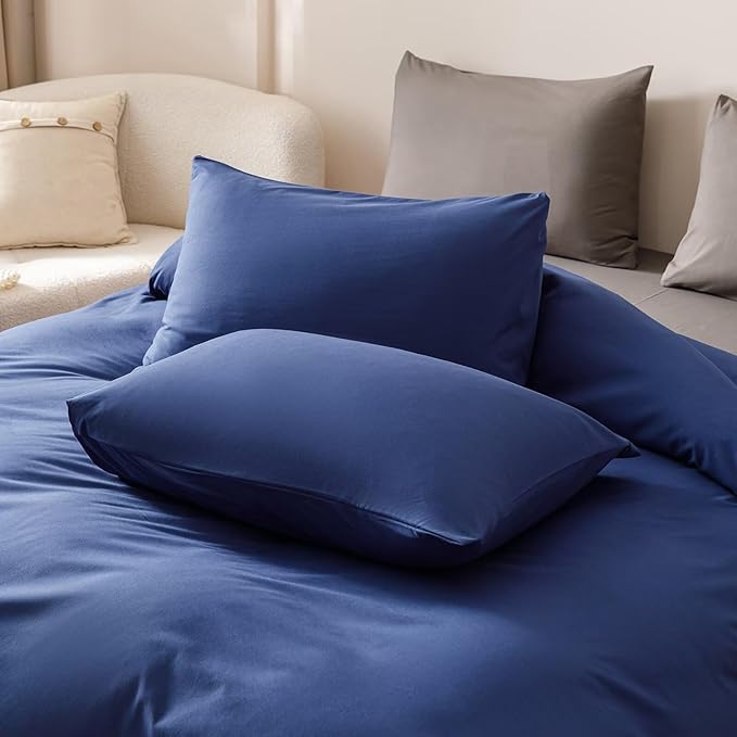 Luxlovery Royal Blue Comforter Set King Women Men Solid Comforter Bright Blue Bedding Set Fluffy Soft Breathable Blanket Quilts with 2 Pillowcases for King Bed