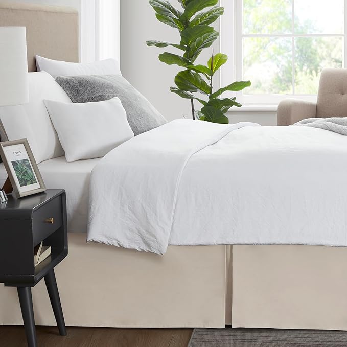 Nestl Silver Bed Skirt Queen Size - Queen Bed Skirt 14 Inch Drop - Brushed Microfiber Bed Skirts - Hotel Quality Pleated Bed Skirt - Shrinkage & Fade Resistant