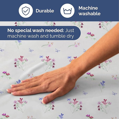 Floral Sheets - Butterfly Floral Bed Sheet Set - 1 Flat, 1 Fitted & 2 Pillowcases w/ Deep Pockets - Comfy, Wrinkle & Fade Free - Boho Botanical Bedding - Soft, Breathable and Cooling - Full Size Set