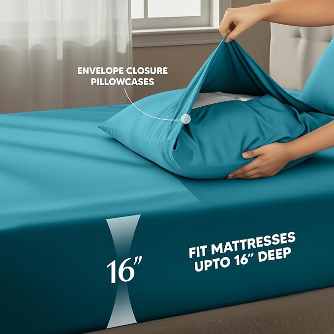 Utopia Bedding California King Size Sheet Set – 4 Piece Bed Sheets, Soft and Breathable Microfiber, Includes 1 Fitted Sheet, 1 Flat Sheet and 2 Pillowcases – Oeko Tex (Denim Blue)