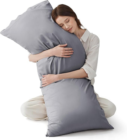 Bedsure Body Pillow Cover - Silver Grey Long Cooling Pillow Cases, PureWoven 100% Rayon Derived from Bamboo, Cool Body Pillowcase with Envelope Closure for Women, Men, 1 Pack, 20x54 Inches
