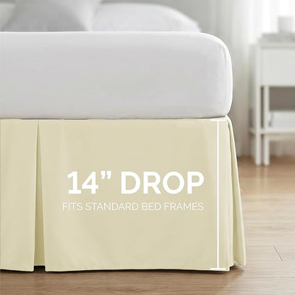 Southshore Fine Living, Inc. Hotel Quality Full Bed Skirt - 14" Drop, Elegant Pleated Design, Premium Dust Ruffle/Full Size Bed Skirt, Easy Care, Luxury Bed Skirt Full Size, Cream
