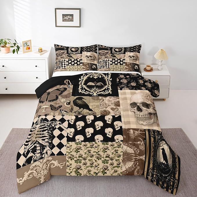 Fall Rustic Comforter Set Queen Size,Autumn Harvest Theme Bedding Sets for Kids Women Men Adult Room Decor,Countryside Farmhouse Quilt Set Vintage Oil Painting Art Duvet Insert,2 Pillowcases