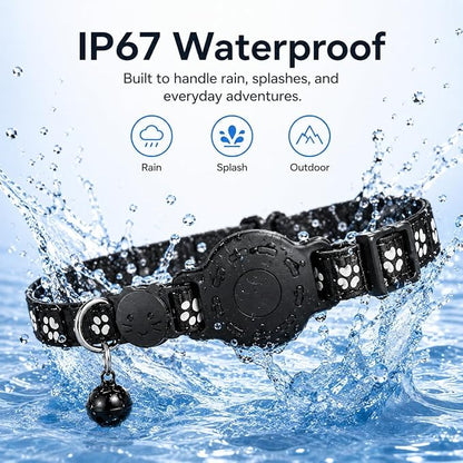 Cat Collar (iOS Only) - Pet Tracker Compatible with Apple Find My, Waterproof Smart Tag, No Monthly Fee. Advanced Safety Solution for Small & Large Cats.