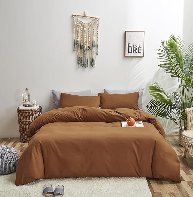 KAREVER Pumpkin Color Comforter Set Twin Cinnamon Bedding Set Girls Solid Burnt Orange Bed Comforter Set Plain Pumpkin Color Breathable Blanket Teens Cinnamon Color Lightweight Quilts Set Twin Size