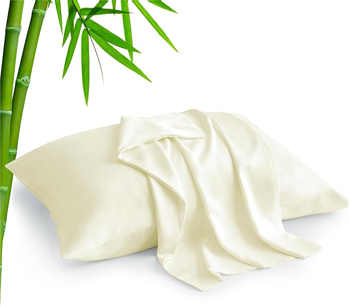 BEDELITE King Size Pillow Cases Set of 2, Rayon Derived from Bamboo, Cooling Pillow Cases for Hot Sleepers & Night Sweats, Breathable and Silky Soft Envelope Pillowcases(Cream, 20"x36")
