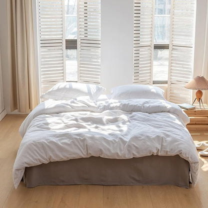 BISELINA French Linen Bed Skirt with Pleated Corner 14-Inch Tailored Drop Natural Flax Cotton Blend Basic Dust Ruffle Soft Cozy Farmhouse Bedding (14" Full, Basic Grey)