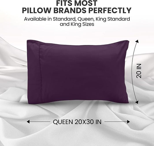 Utopia Bedding Queen Pillow Cases - 2 Pack - Envelope Closure - Soft Brushed Microfiber Fabric - Shrinkage and Fade Resistant Pillow Covers Queen Size 20 X 30 Inches (Queen, Purple)
