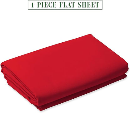Luxury Flat Sheet on Amazon Elegant Comfort Wrinkle-Free 1500 Premier Hotel Quality 1-Piece Flat Sheet, Queen Size, Red