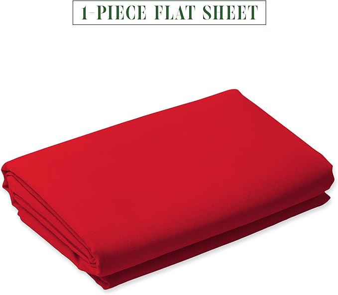 Luxury Flat Sheet on Amazon Elegant Comfort Wrinkle-Free 1500 Premier Hotel Quality 1-Piece Flat Sheet, California King Size, Red