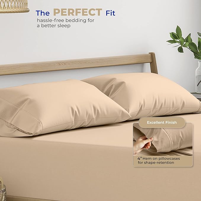 THREAD SPREAD 100% Cotton Pillow Cases Queen Size Set of 2 - Luxury 400 Thread Count Queen Pillow Cases (Taupe), Soft Cooling Breathable Hotel Quality Cotton Pillowcases, Fits Standard Pillows