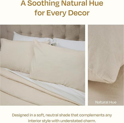 California Design Den Oversized King Duvet Cover Set, 3 Pc Set with Pillow Shams Textured Natural Duvet Cover, 120" x 98" to Fit Oversized King Duvet (Linen-Natural)