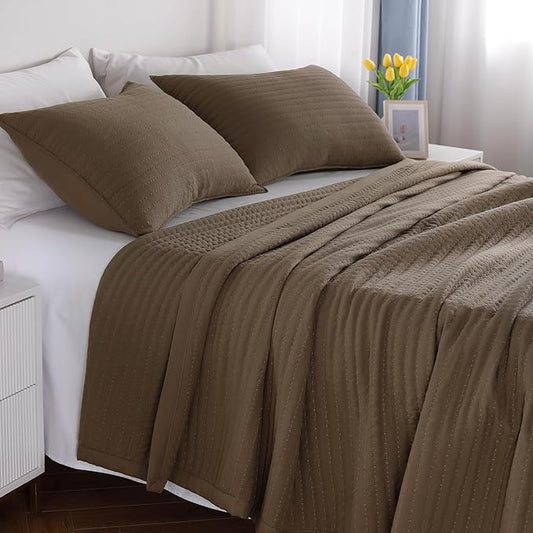 XL Queen Quilt Set – 98"x98" Soft Washed 3-Layer Lightweight Bedspread with Multi-Lock Quilting, Minimalist Nordic Bedding, All-Season Quilt for Spring, Summer & Fall (1 Quilt + 2 Pillow Shams), Cub