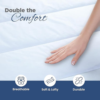 Martex Quilted Mattress Pad, Soft Breathable Polyester-Cotton Blend Fabric, Premium Polyester Fill Mattress Topper Pad, Deep Pocket Elastic Fit up to 18”, All-Season Comfort, Machine Washable, Full