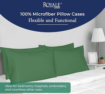 Royale Linens Queen Pillowcase Set of 2 - Bed Pillow Cover - 20" x 30" - Pillowcases - 1800 Brushed Microfiber, Wrinkle & Fade Resistant - Soft & Cozy- Queen Size Pillow Case (Hunter Green)