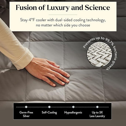Miracle Made All-Season Cotton Duvet Cover – Water-Resistant, Lightweight, Breathable Bedding – Compatible with 3-Temperature Zone Comforter – Full/Queen, Stone