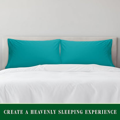 Elegant Comfort Luxury Ultra-Soft 2-Piece Pillowcase Set - 1500 Premium Hotel Quality Microfiber Double Brushed - Wrinkle Resistant, King Size, Turquoise